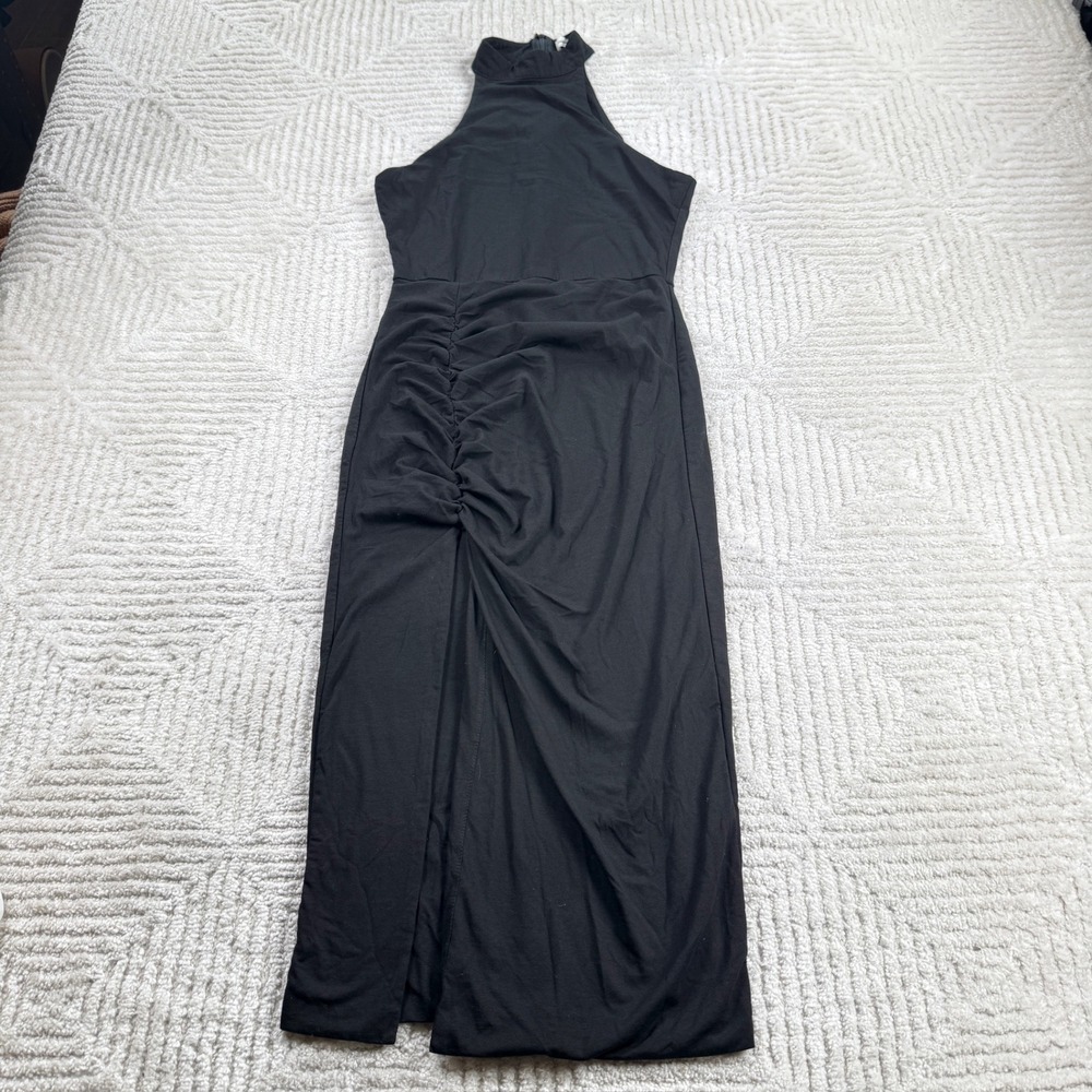 Superdown Dress Women's Small Black Halter Neck Ruched Bodycon LBD Cocktail Sexy